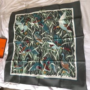 Rare Hermès “Cols Verts” silk scarf never worn.